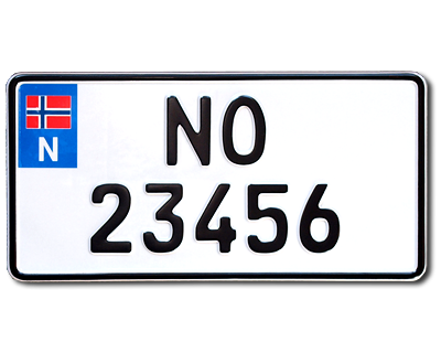 12. Norwegian CAR plate in US size with flag 300 x 150 mm